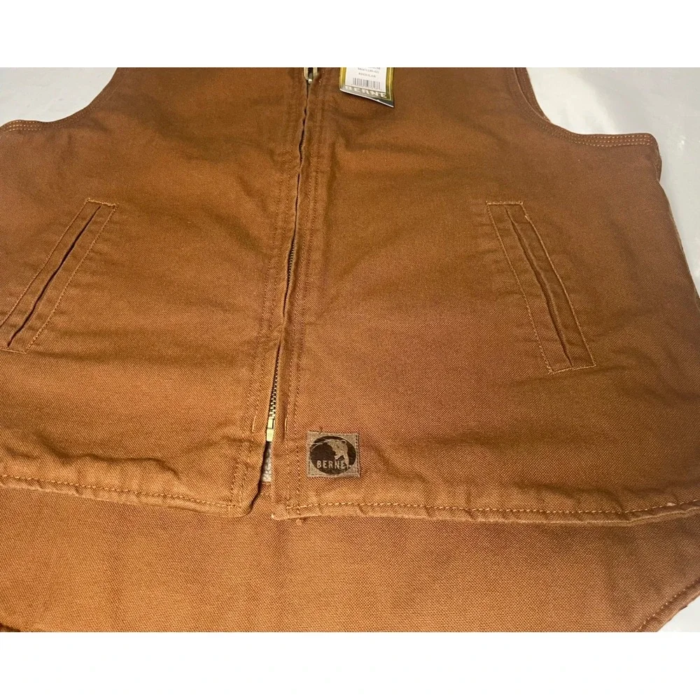 NWTBerne Mens Cotton Duck Work Vest Tan Sherpa lined Sz Medium (40-42) VW530TBC